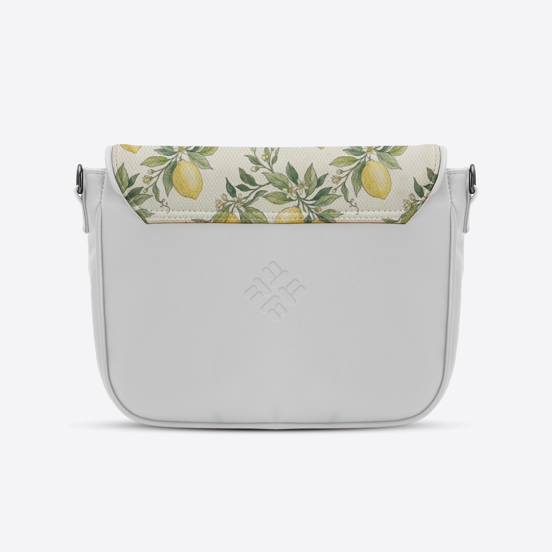 White Messenger Crossbody Vintage Mediterranean Lemon Orchard Hand-Painted - 2