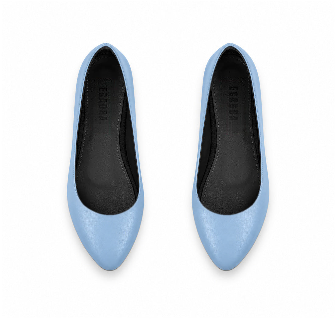 Light Blue Solid Round Toe – كوتشي فلات حريمي جلد بيبي بلو – ECADRA