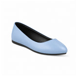 Light Blue Solid Round Toe – كوتشي فلات حريمي جلد بيبي بلو، مايلة – ECADRA