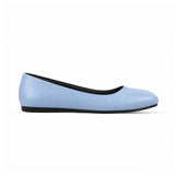 Light Blue Solid Round Toe – كوتشي فلات حريمي جلد بيبي بلو، من الجنب – ECADRA