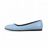 Light Blue Solid Round Toe – كوتشي فلات حريمي جلد بيبي بلو، من الجنب 2 – ECADRA