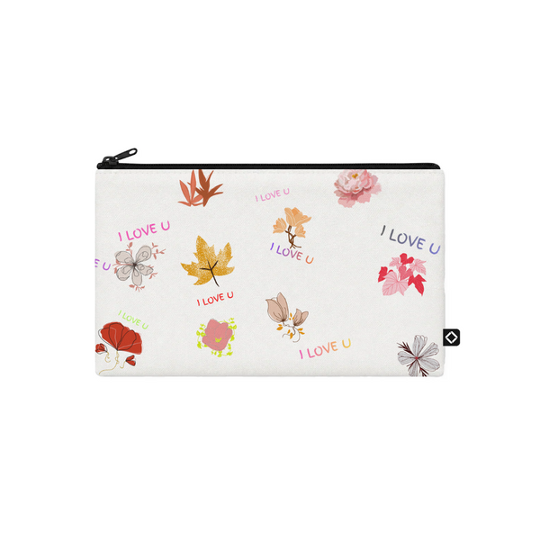 Love Flowers design printed on a pouches & cases — ECADRA