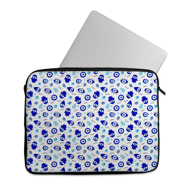 Lucky Evil eye design printed on a laptop sleeves — ECADRA