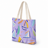 Maxi Tote Bag– Sailboats – شنطة توت كبيرة، من الجنب – ECADRA