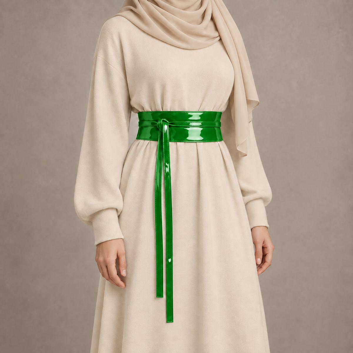 Bright Green Patent Obi Wrap Belt – حزام اوبي لامع حريمي – ECADRA