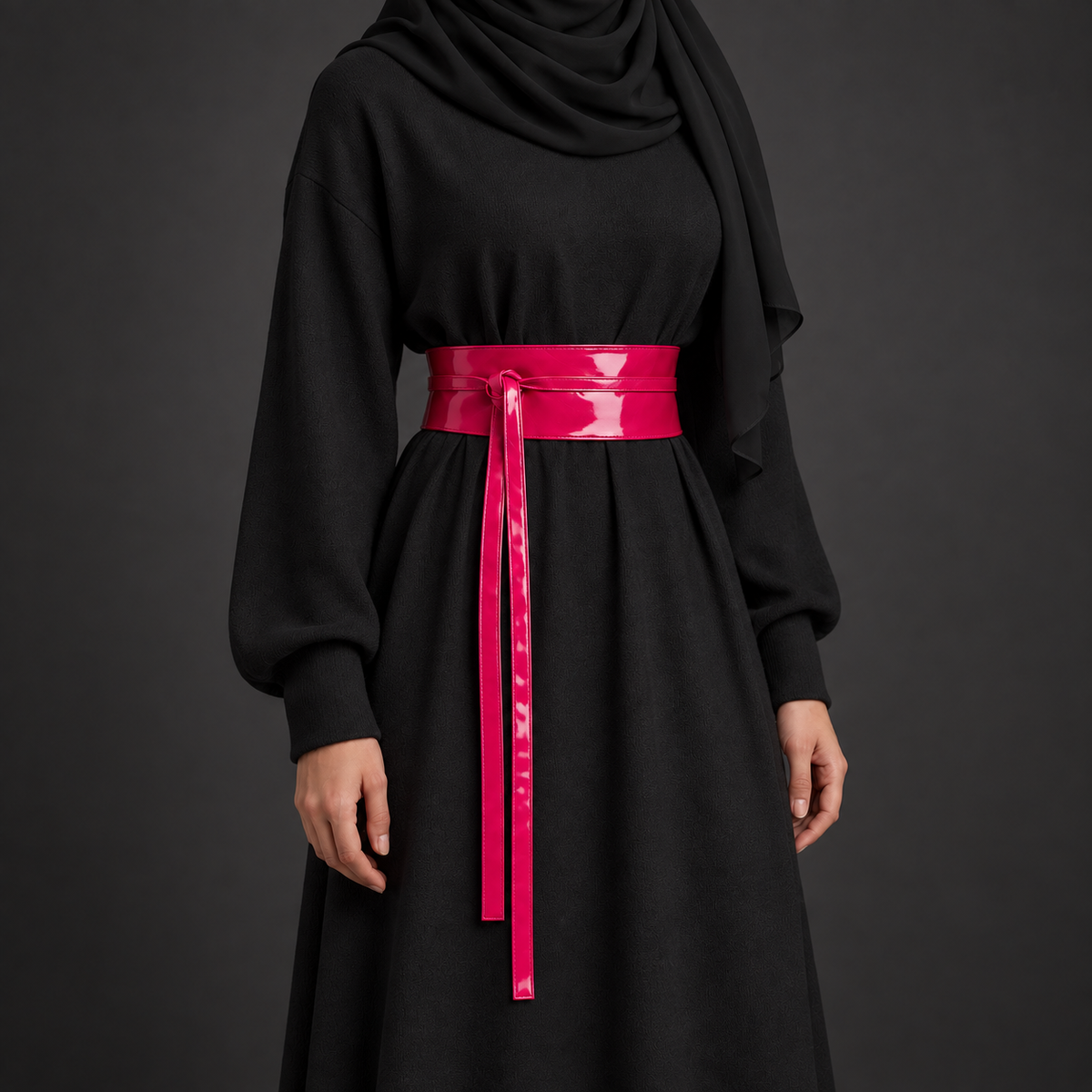 Fuchsia Patent Obi Wrap Belt – حزام اوبي لامع حريمي – ECADRA