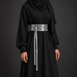 Gray Patent Obi Wrap Belt – حزام اوبي لامع حريمي – ECADRA