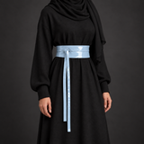 Light Blue Patent Obi Wrap Belt – حزام اوبي لامع حريمي – ECADRA
