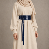 Navy Patent Obi Wrap Belt – حزام اوبي لامع حريمي – ECADRA