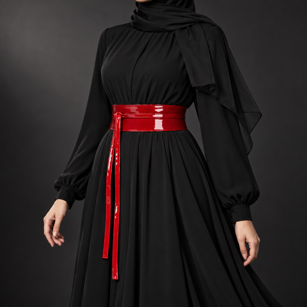 Red Patent Obi Wrap Belt – حزام اوبي لامع حريمي – ECADRA