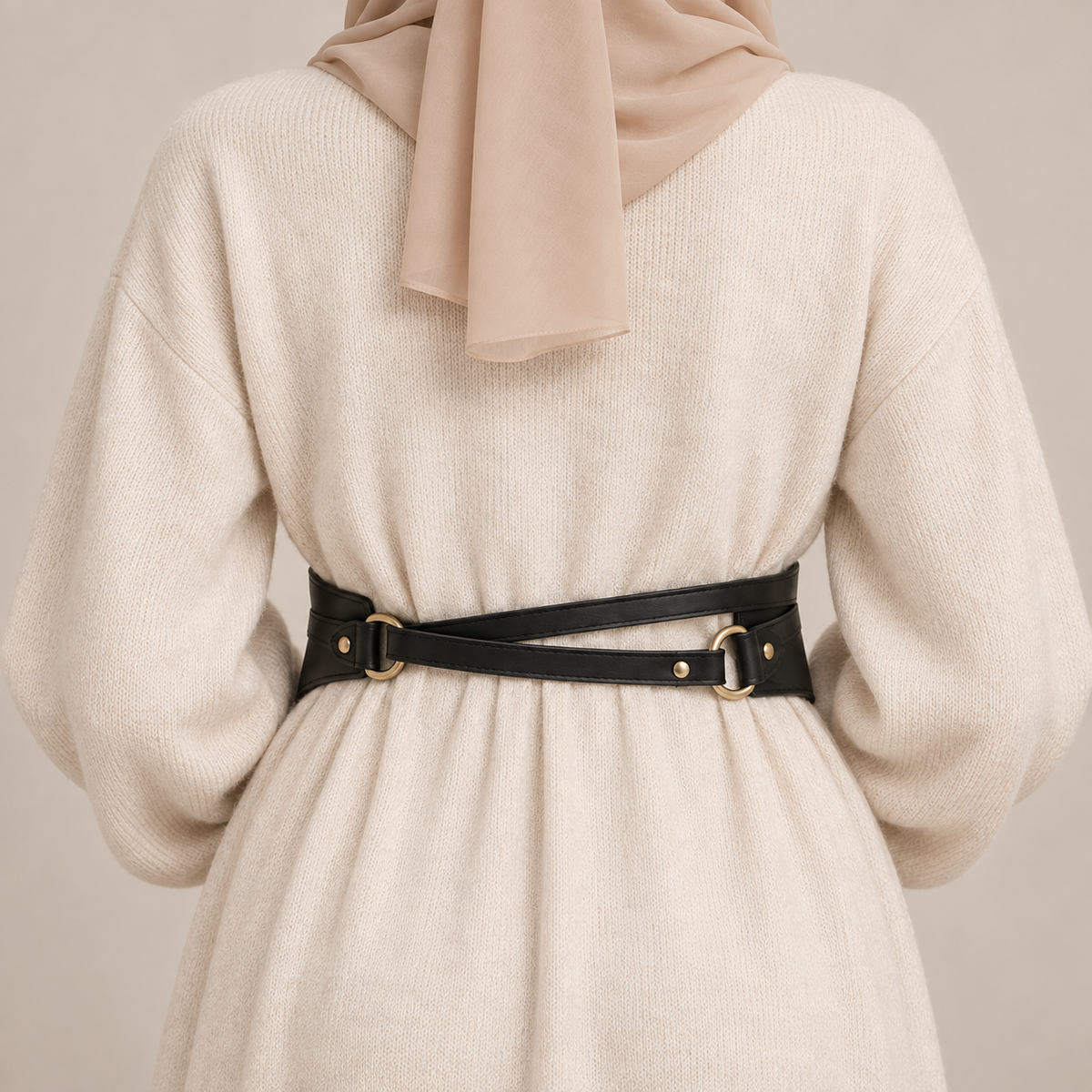 Black Matte Obi Wrap Belt back view with D-rings – ECADRA