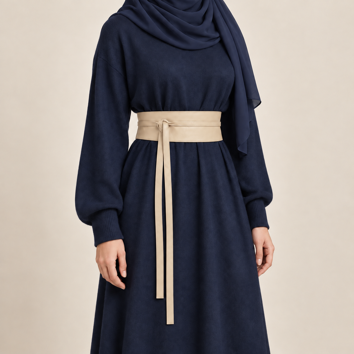 Tan Matte Obi Wrap Belt – حزام اوبي حريمي مطفي – ECADRA