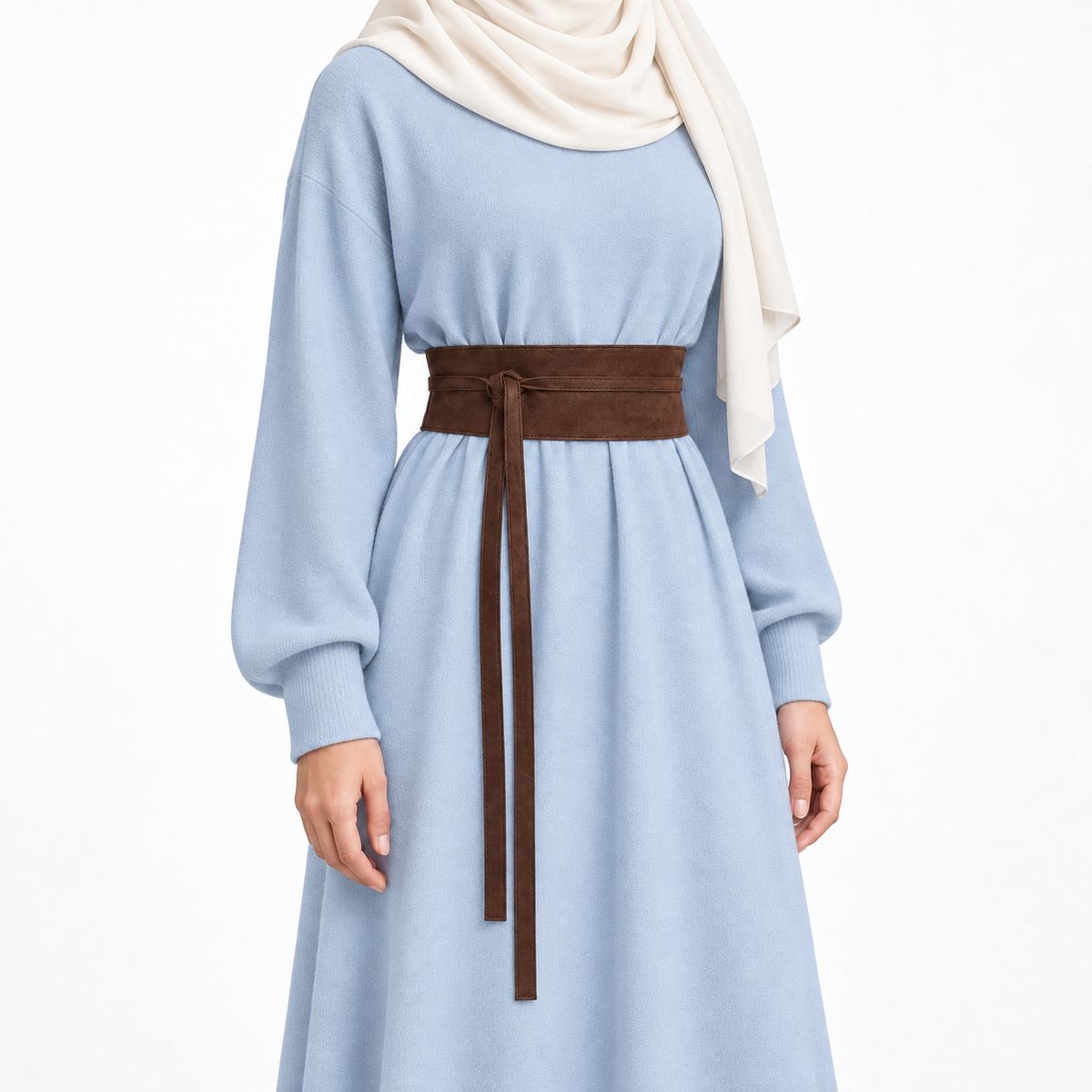 Chocolate Suede Obi Wrap Belt – حزام اوبي شمواه حريمي – ECADRA