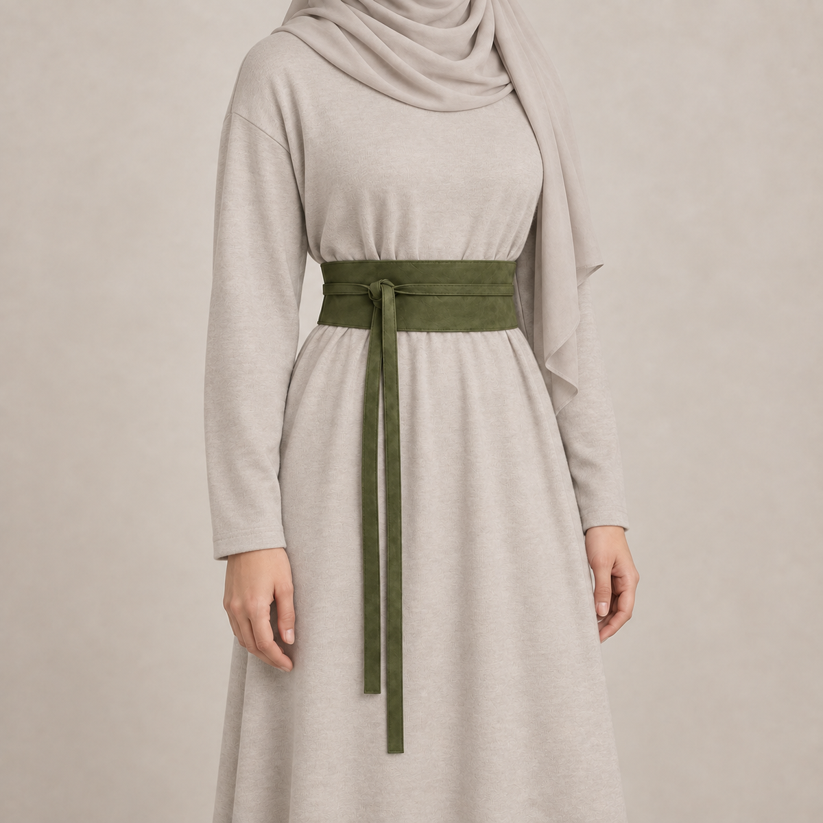 Olive Suede Obi Wrap Belt – حزام اوبي شمواه حريمي – ECADRA