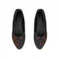 Pink flowers Black shoes Round Toe Shoe