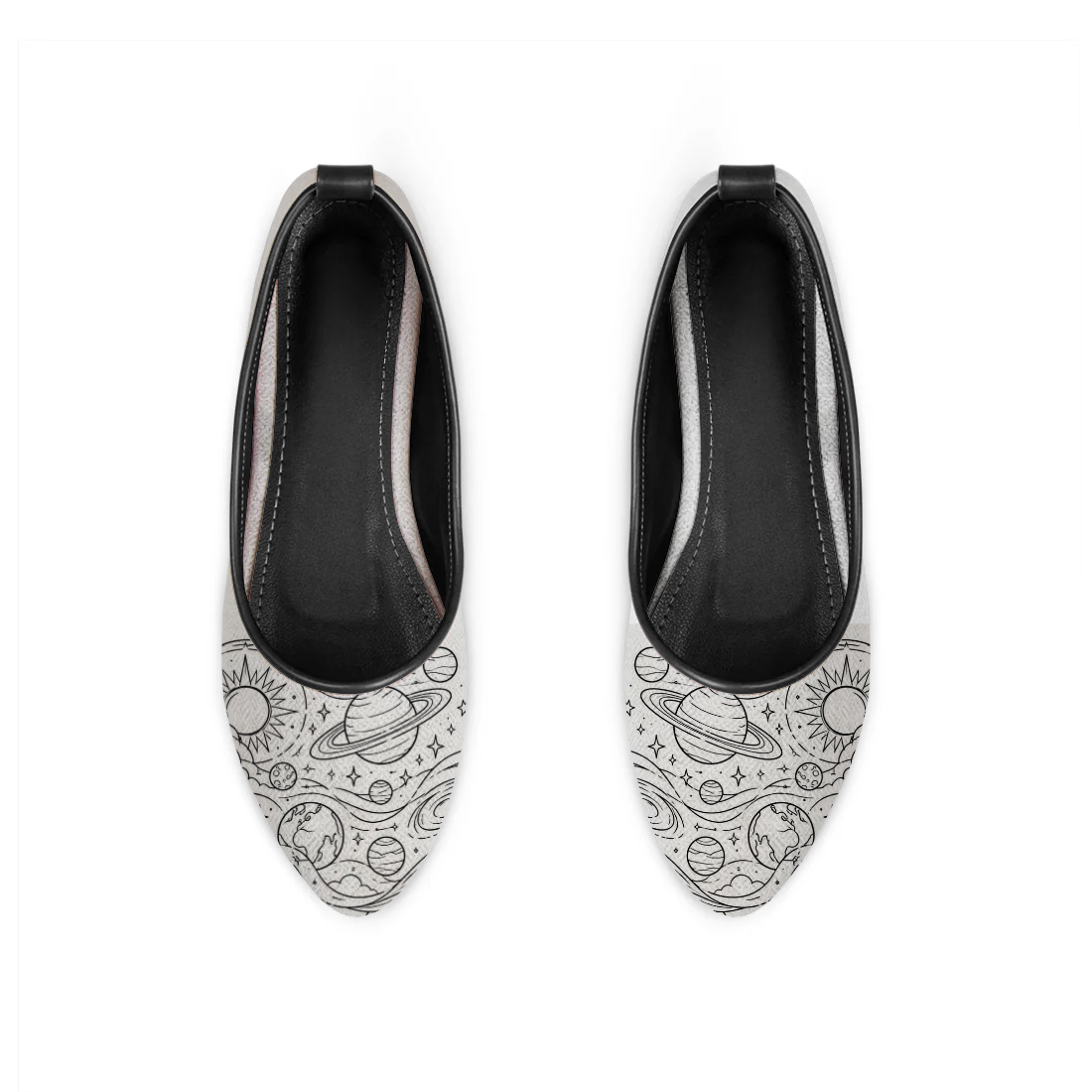 Planets Black and white design printed on a footwear — ECADRA