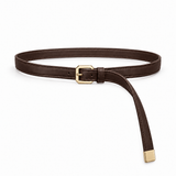Plus One Belt – Chocolate Brown faux leather – حزام حريمي رفيع بني شوكولاتة – ECADRA