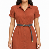 Plus One Belt – Grey faux leather, worn at the waist – حزام حريمي رفيع رمادي – ECADRA