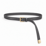 Plus One Belt – Grey faux leather – حزام حريمي رفيع رمادي – ECADRA