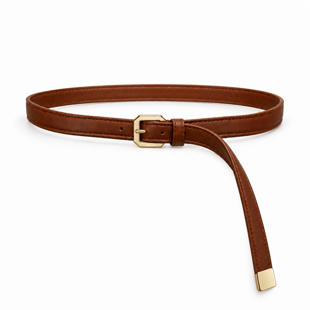 Plus One Belt – Havana faux leather – حزام حريمي رفيع هافانا – ECADRA