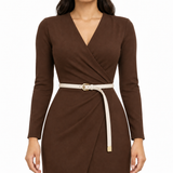 Plus One Belt – Ivory faux leather, worn at the waist – حزام حريمي رفيع أوف وايت – ECADRA