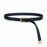 Plus One Belt – Navy Blue faux leather – حزام حريمي رفيع كحلي – ECADRA