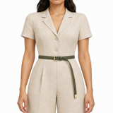 Plus One Belt – Olive faux leather, worn at the waist – حزام حريمي رفيع زيتي – ECADRA