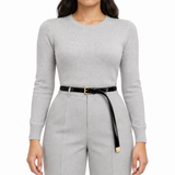 Plus One Belt – Black patent, worn at the waist – حزام حريمي رفيع أسود – ECADRA
