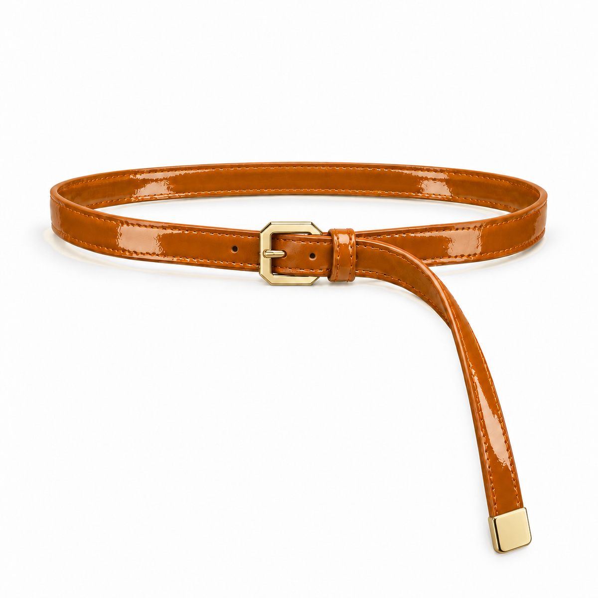 Plus One Belt – Havana patent – حزام حريمي رفيع هافانا – ECADRA