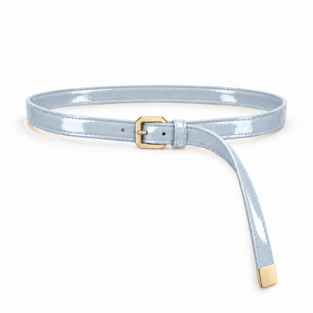 Plus One Belt – Light Blue patent – حزام حريمي رفيع بيبي بلو – ECADRA