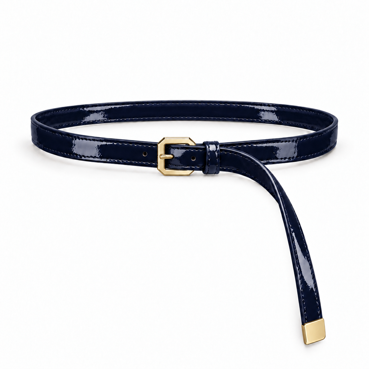 Plus One Belt – Navy patent – حزام حريمي رفيع كحلي – ECADRA
