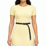 Plus One Belt – Black Wildflowers print, worn at the waist – حزام حريمي رفيع ورد بري على أسود – ECADRA