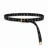 Plus One Belt – Black Wildflowers print – حزام حريمي رفيع ورد بري على أسود – ECADRA