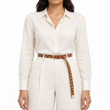 Plus One Belt – Fawn print, worn at the waist – حزام حريمي رفيع طبعة الغزال – ECADRA