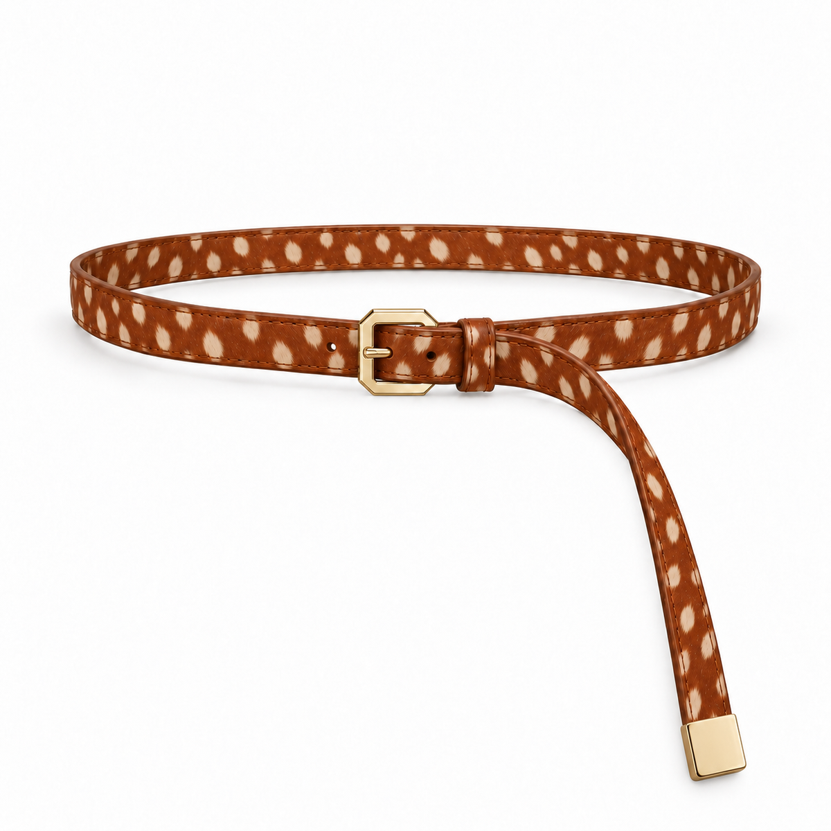 Plus One Belt – Fawn print – حزام حريمي رفيع طبعة الغزال – ECADRA