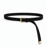 Plus One Belt – Black faux suede – حزام حريمي رفيع أسود – ECADRA