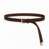 Plus One Belt – Chocolate faux suede – حزام حريمي رفيع شوكولاتة – ECADRA