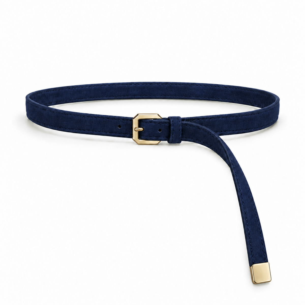 Plus One Belt – Navy faux suede – حزام حريمي رفيع كحلي – ECADRA