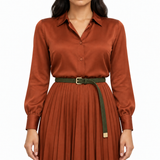 Plus One Belt – Olive faux suede, worn at the waist – حزام حريمي رفيع زيتي – ECADRA