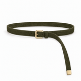 Plus One Belt – Olive faux suede – حزام حريمي رفيع زيتي – ECADRA