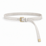 Plus One Belt – White faux suede – حزام حريمي رفيع أبيض – ECADRA