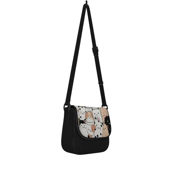 Black Messenger Crossbody Cute Pets