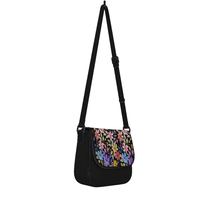 Black Messenger Crossbody floral