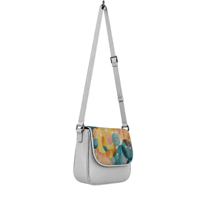 White Messenger Crossbody Bright Circles