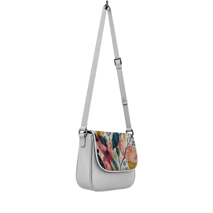White Messenger Crossbody Leaves