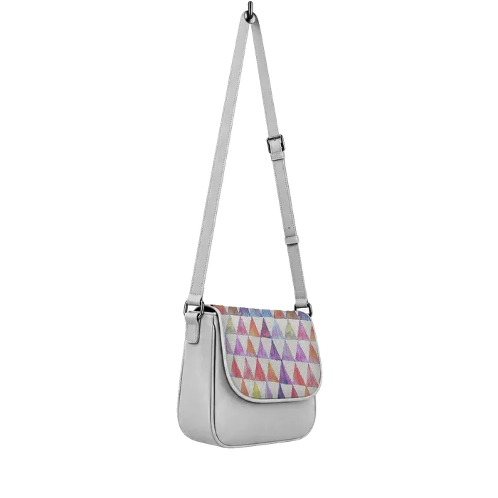 White Messenger Crossbody Rainbow triangles
