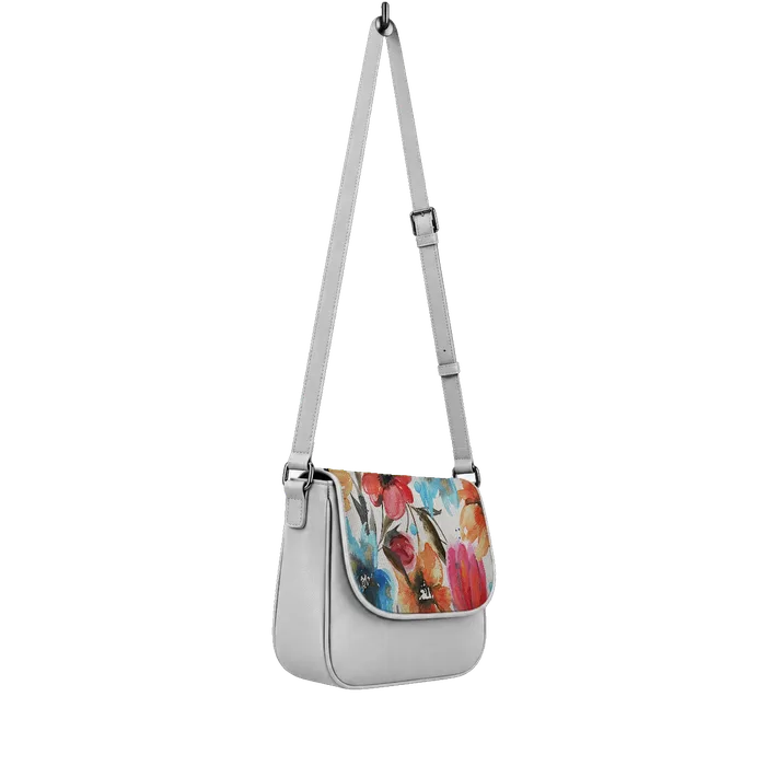 White Messenger Crossbody White Floral