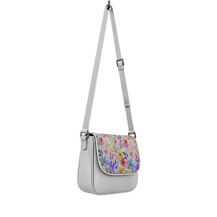 White Messenger Crossbody White Flowers