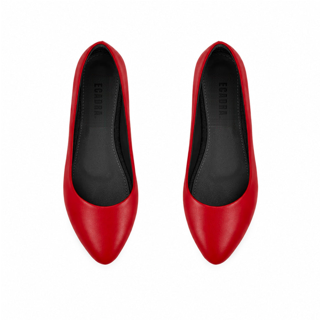 Red Solid Round Toe – كوتشي فلات حريمي جلد أحمر – ECADRA