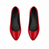 Red Solid Round Toe – كوتشي فلات حريمي جلد أحمر – ECADRA